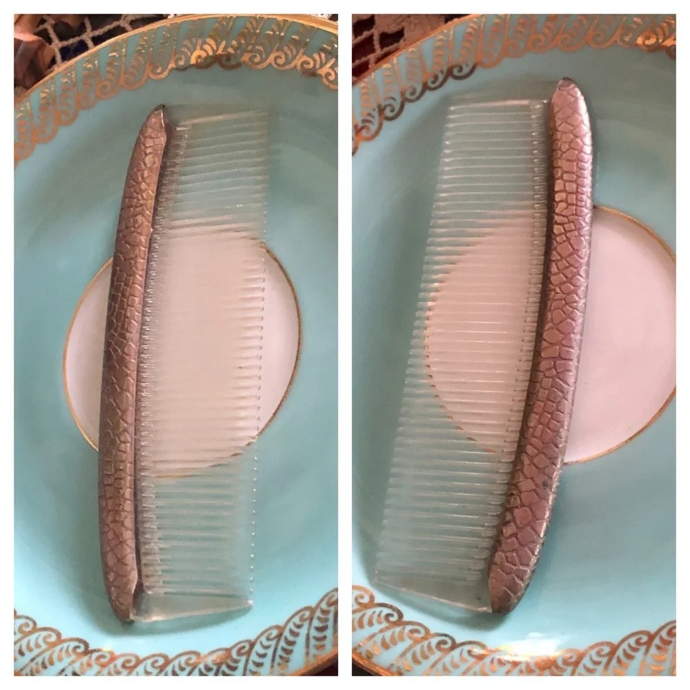 Vintage Lucite & Brass Comb